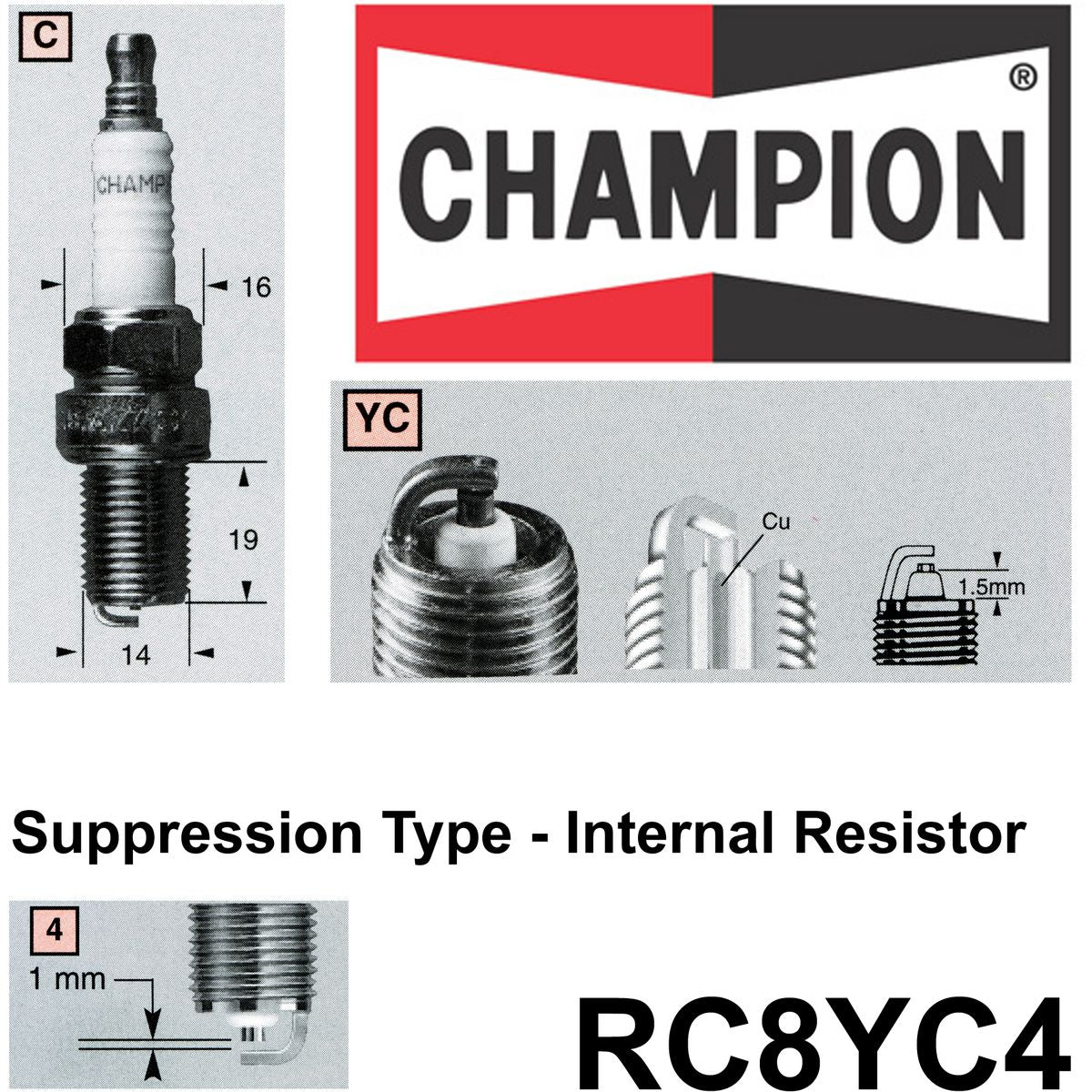 Champion Copper Plus Spark Plug - RC8YC4