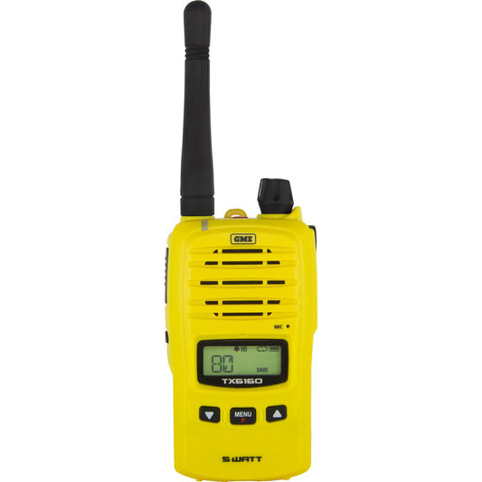 GME 5/1 Watt UHF CB Handheld Radio IP67 Yellow - TX6160XY