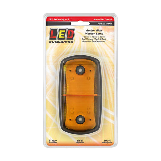 LED Autolamps Side Marker Amber 12/24 VOLT, 120 X 69 X 20mm, Blister - 69AM