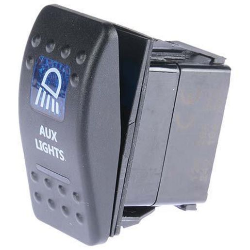 Drivetech 4x4 Rocker AUX Lights Switch On/Off SPST 12 or 24V Blue Illumination - DT-11013