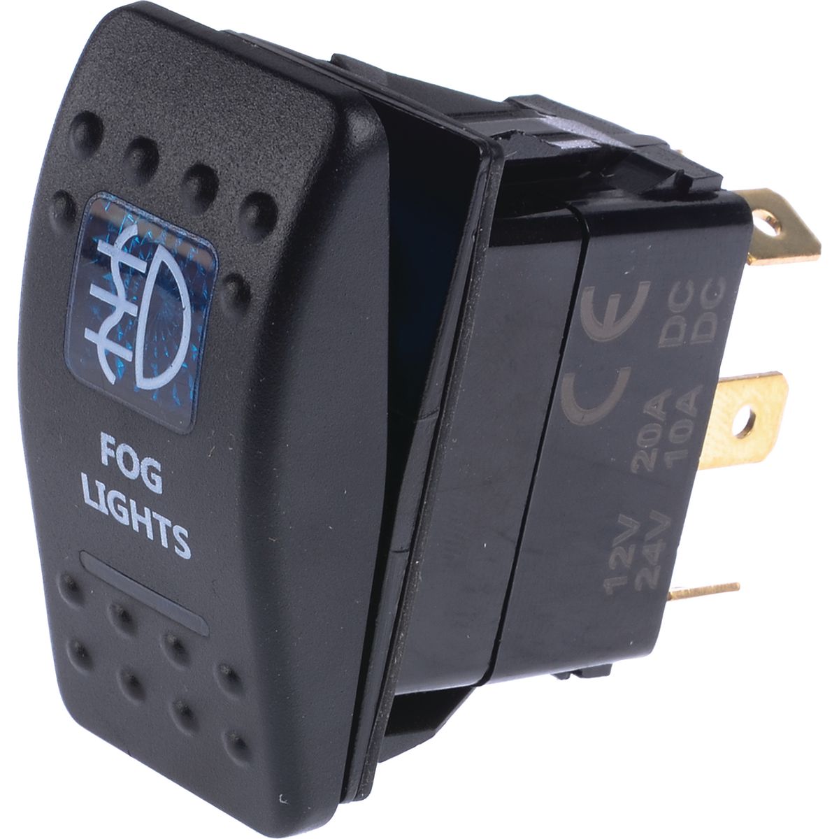 Drivetech 4x4 Rocker Fog Light Switch On/Off SPST 12 or 24V Blue Illumination - DT-11020