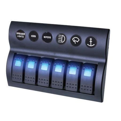 Drivetech 4x4 Rocker 6 Switch Panel On - Off - SPST 12 or 24V - DT-11031