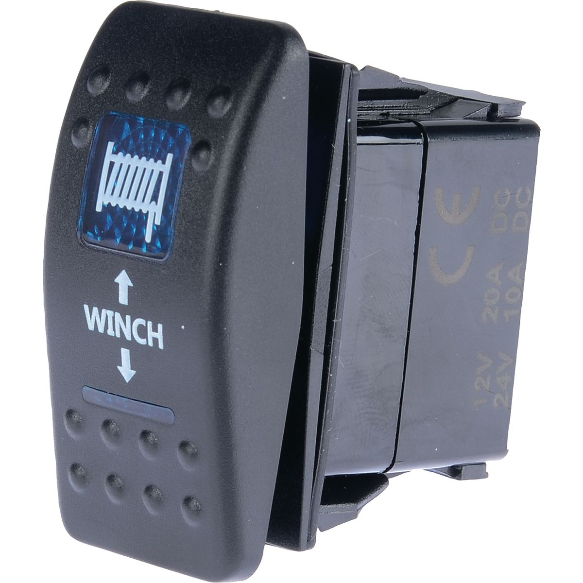 Drivetech 4x4 Rocker Winch Switch Mom On/Off Mom On SPDT 12 or 24V Blue Illuminated - DT-11007