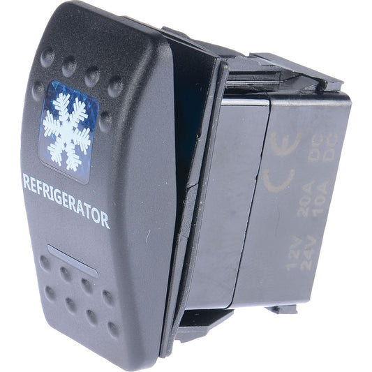 Drivetech 4x4 Rocker Fridge Switch On/Off SPST 12 or 24V Blue Illumination - DT-11011