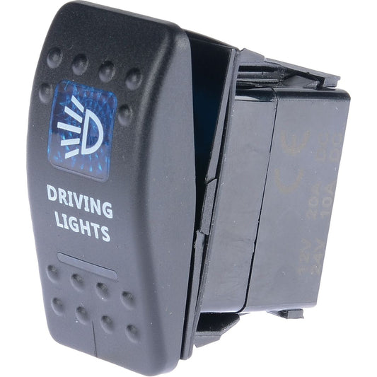 Drivetech 4x4 Rocker Driving Light Switch On Off SPST 12 or 24V Blue Illumination - DT-11008