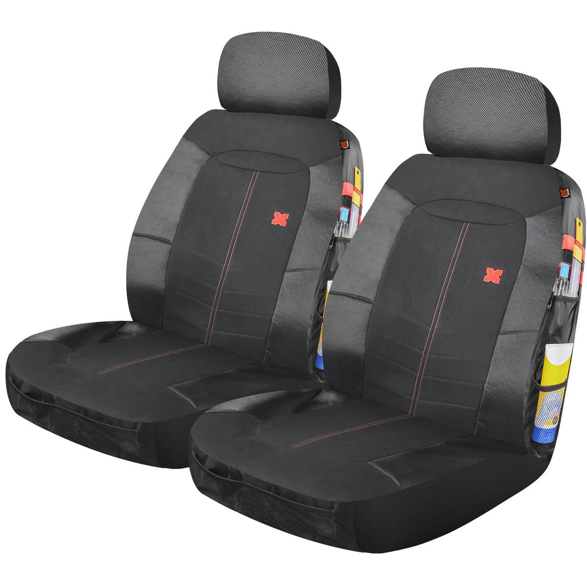 Maxi Trac Front Car Seat Covers Canvas, Black - Pair - MTSCFT-OSM
