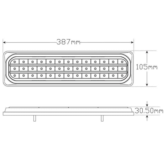 LED Autolamps Twin Blister with Try Me Function-Stop/Tail/Ind/Rev, Diffused Tail with Sequential Indicator, Multivolt, 385 x 104 x 31mm, ADR - 3853ARWM-2
