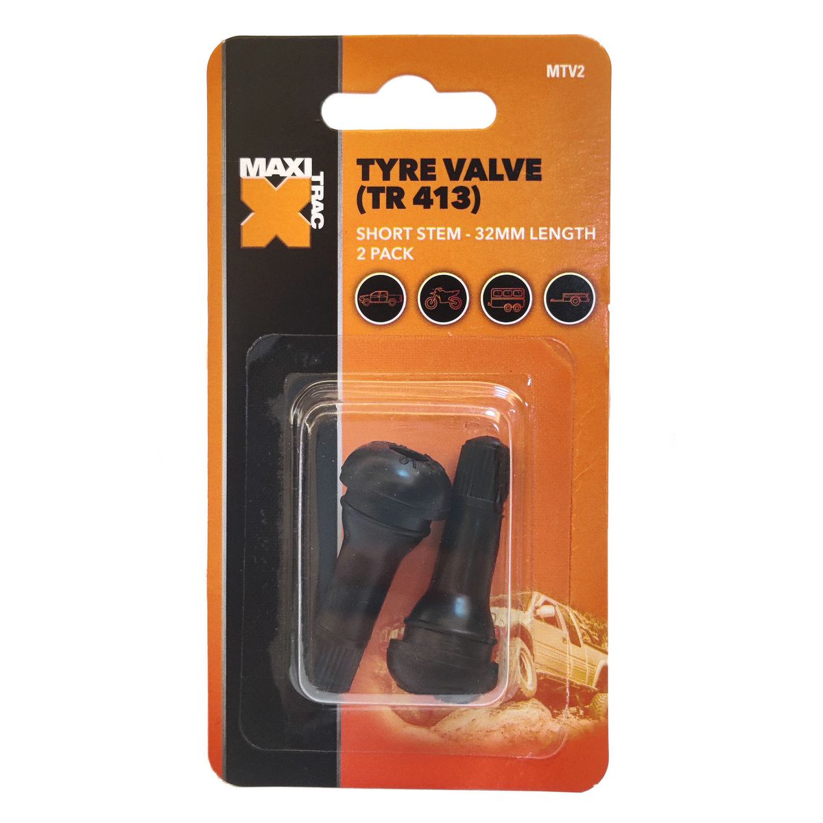 Maxi Trac Short Stem Tyre Valves 2 pack - MTV2