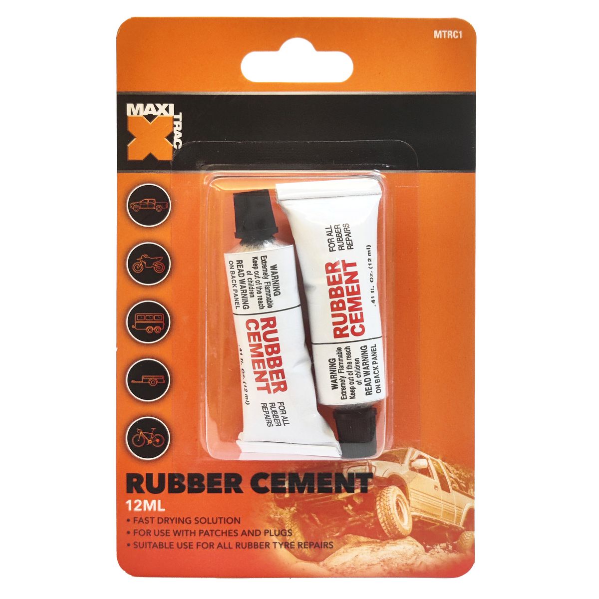 Maxi Trac Rubber Cement 12ml Tube - MTRC1