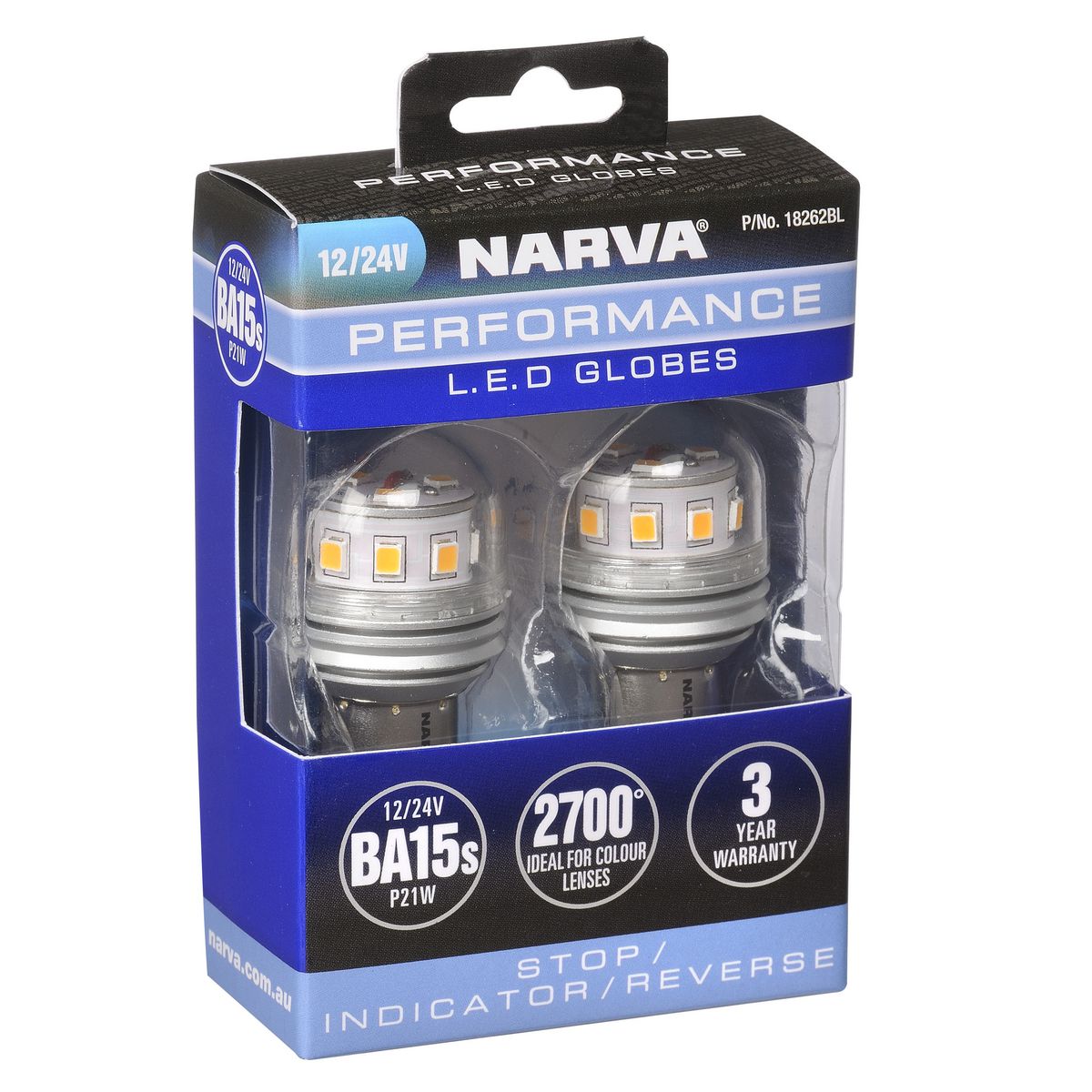 Narva 12/24V Gen III LED BA15S P21W Globes - 18262BL