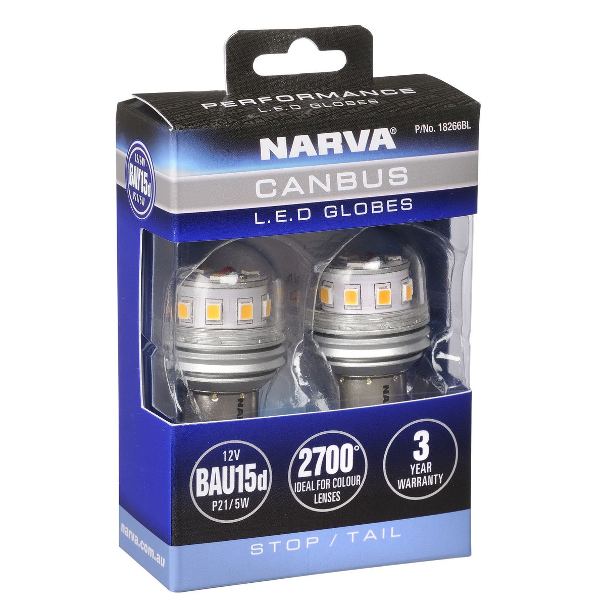 Narva 12V Gen III LED BAY15D P21/5W Globes with Canbus - 18266BL