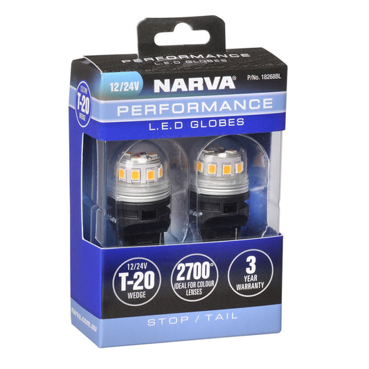 Narva 12V Gen III LED T20 W21/5W Wedge Globes - 18268BL