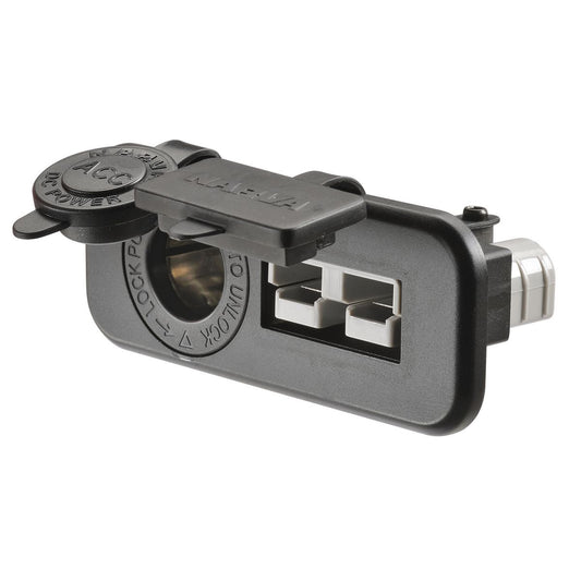 Narva HDRV 50A Accessory Twin Socket Flush Mount with Covers - 81143BL