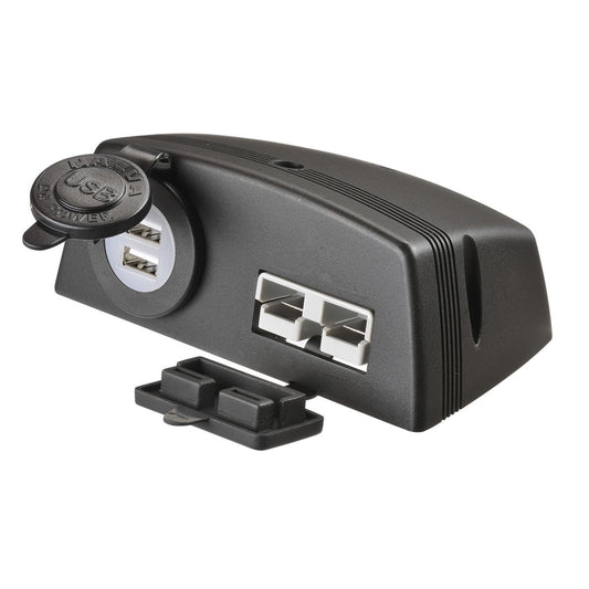 Narva HDRV 50A Dual USB Twin Socket Surface Mount with Covers - 81167BL