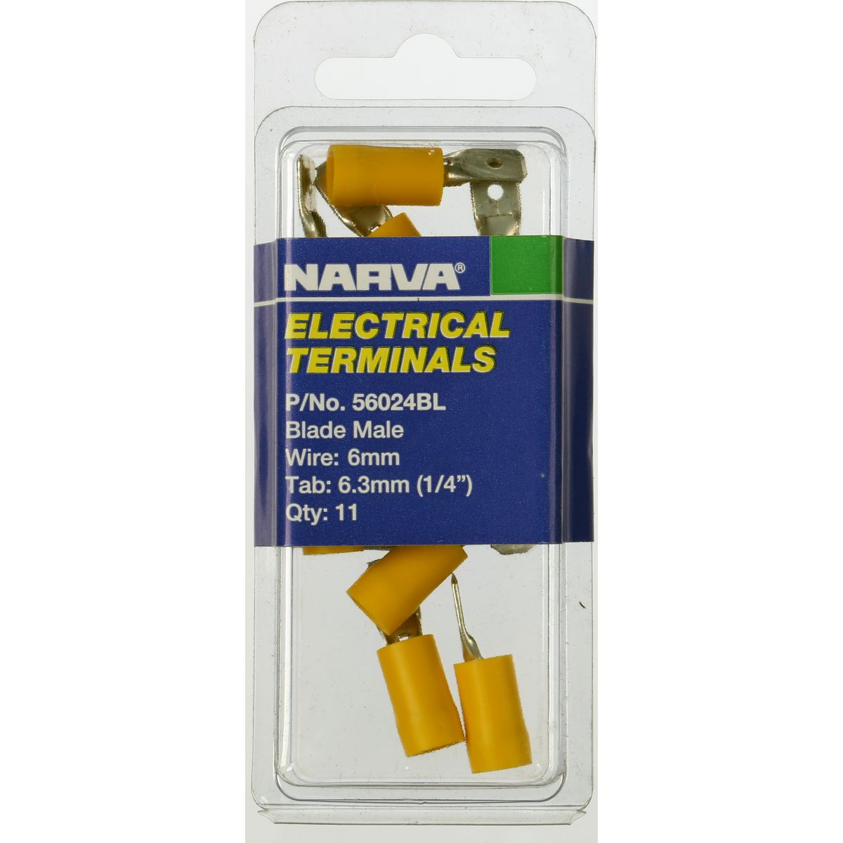 Narva Crimp Terminal Male Blade Yellow Insulated 6.3mm  11 Pce - 56024BL