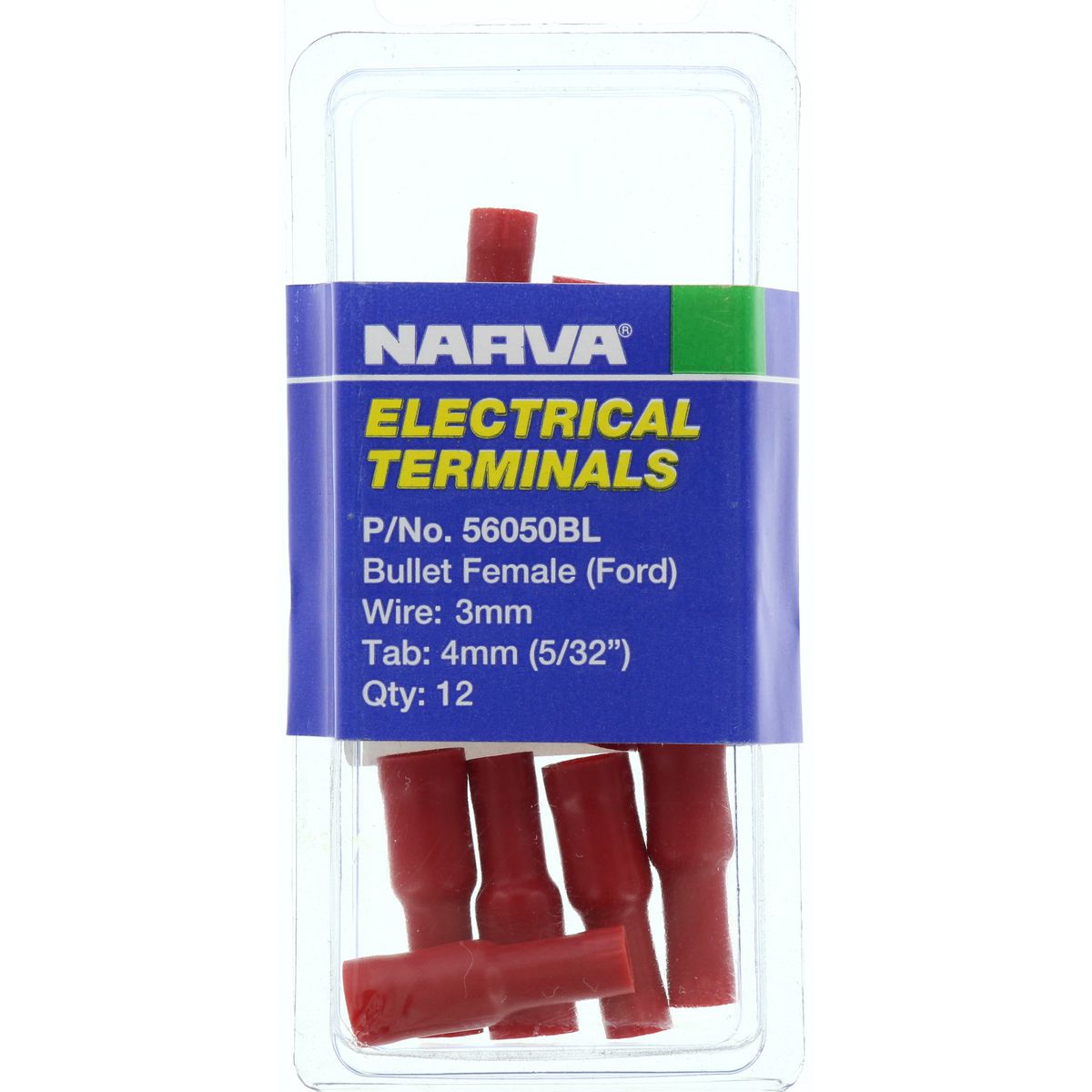 Narva Crimp Terminal Female Bullet Red Insulated 4.3mm  12 Pce - 56050BL
