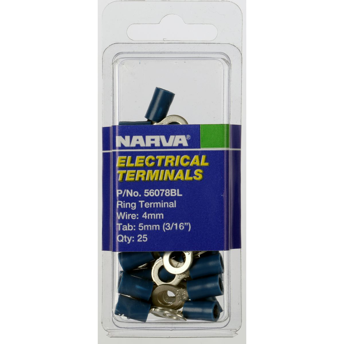 Narva Crimp Terminal Ring Blue Insulated 5mm  25 Pce - 56078BL