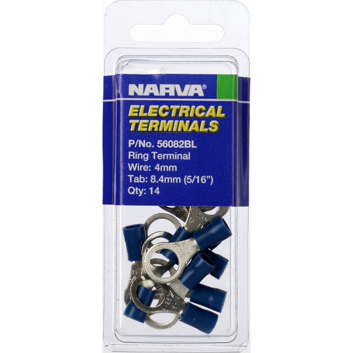 Narva Crimp Terminal Ring Blue Insulated 8.4mm  14 Pce - 56082BL