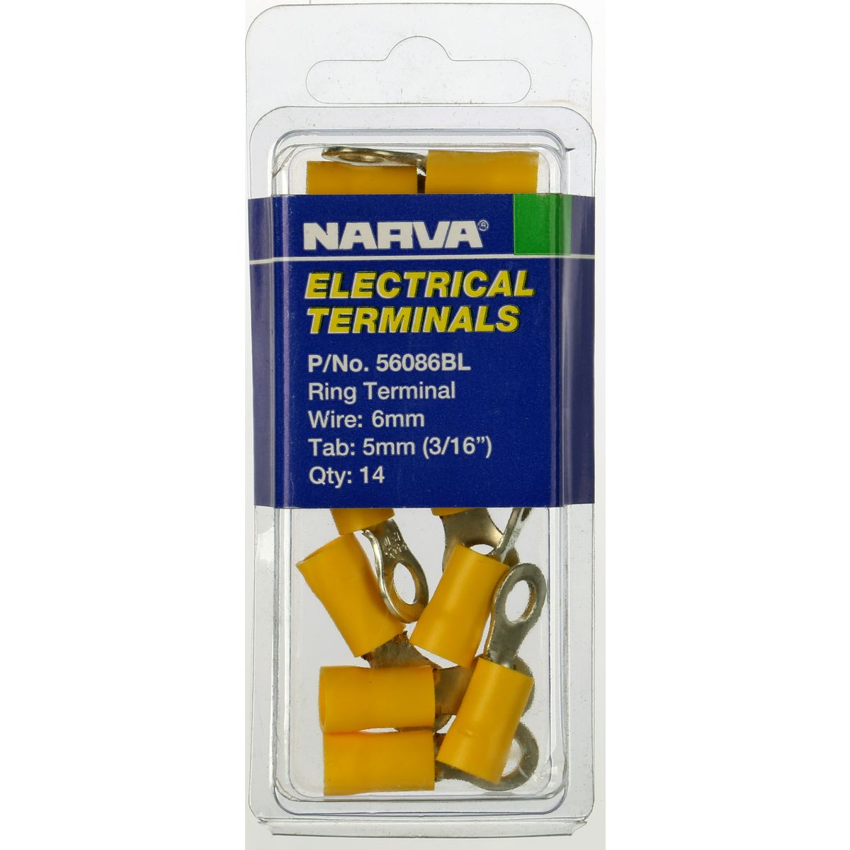Narva Crimp Terminal Ring Yellow Insulated 5mm  14 Pce - 56086BL