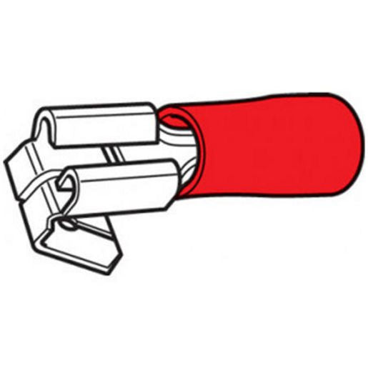 Narva Crimp Terminal 2-Way Male/Female Connector Red Terminal Entry 6.3 x 0.8mm Vinyl 100Pk - 56130