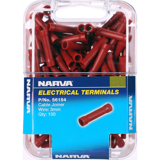 Narva Crimp Terminal Cable Joiner Red 2.5 3mm Vinyl 100 Pce - 56154