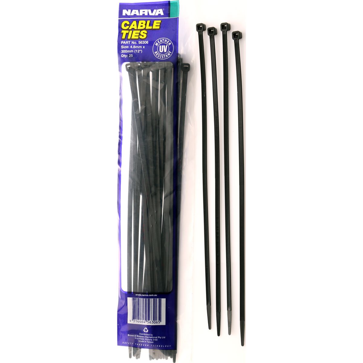 Narva Nylon Cable Ties 4.8mm x 300mm 25 Pce - 56306