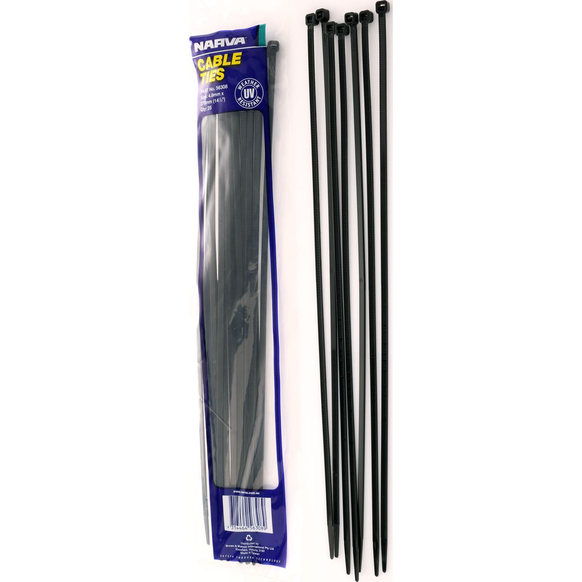 Narva Nylon Cable Ties 4.8mm x 370mm 25 Pce - 56308