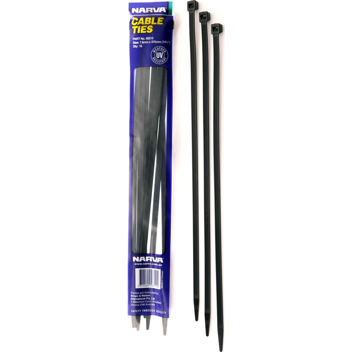 Narva Nylon Cable Ties 7.6mm x 370mm 10 Pce - 56310