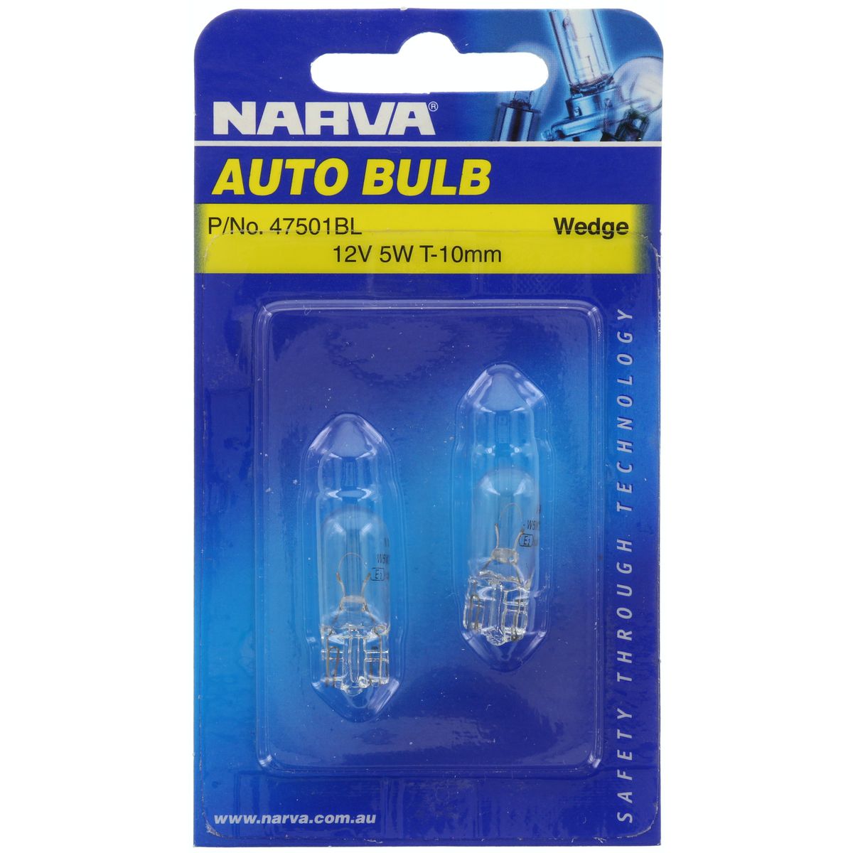 Narva T-10mm W5W Wedge Globe W2.1 X 9.5D 12V 5W  - 47501BL