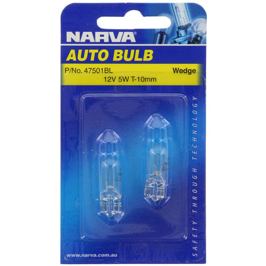 Narva T-10mm W5W Wedge Globe W2.1 X 9.5D 12V 5W  - 47501BL