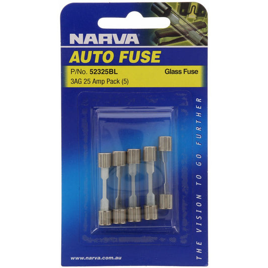 Narva Glass Fuse 3AG 25A 5 Pack - 52325BL