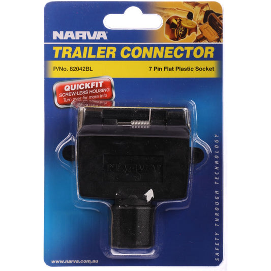 Narva Trailer Socket 7 Pin Flat Plastic - 82042BL