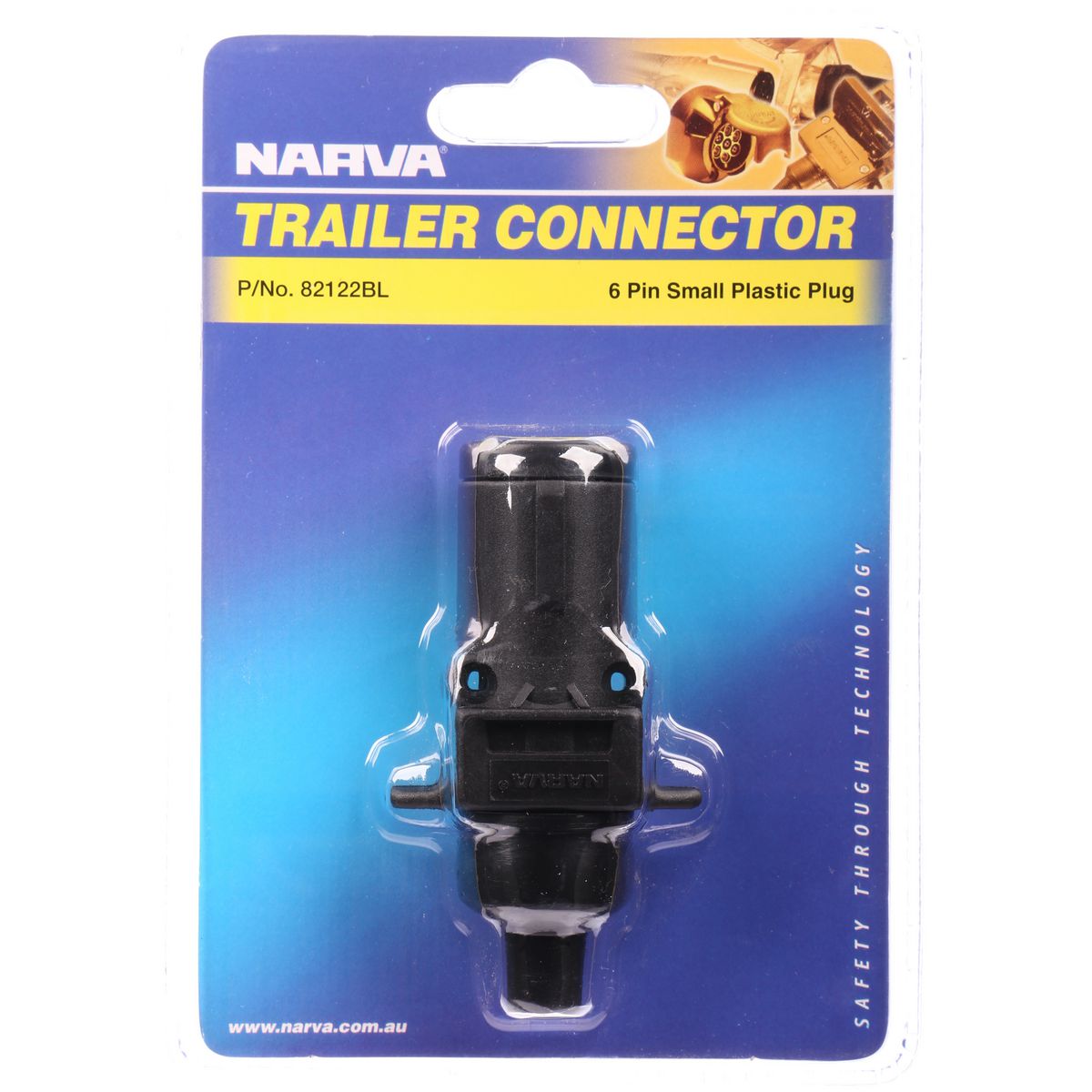 Narva Trailer Plug 6 Pin Round Small Plastic - 82122BL