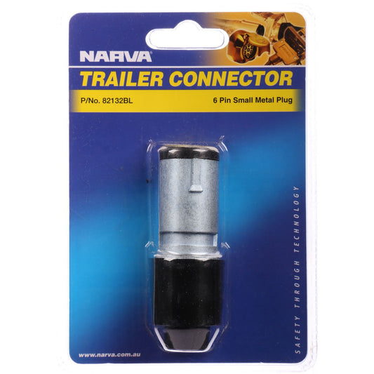 Narva Trailer Plug 6 Pin Round Small Metal - 82132BL