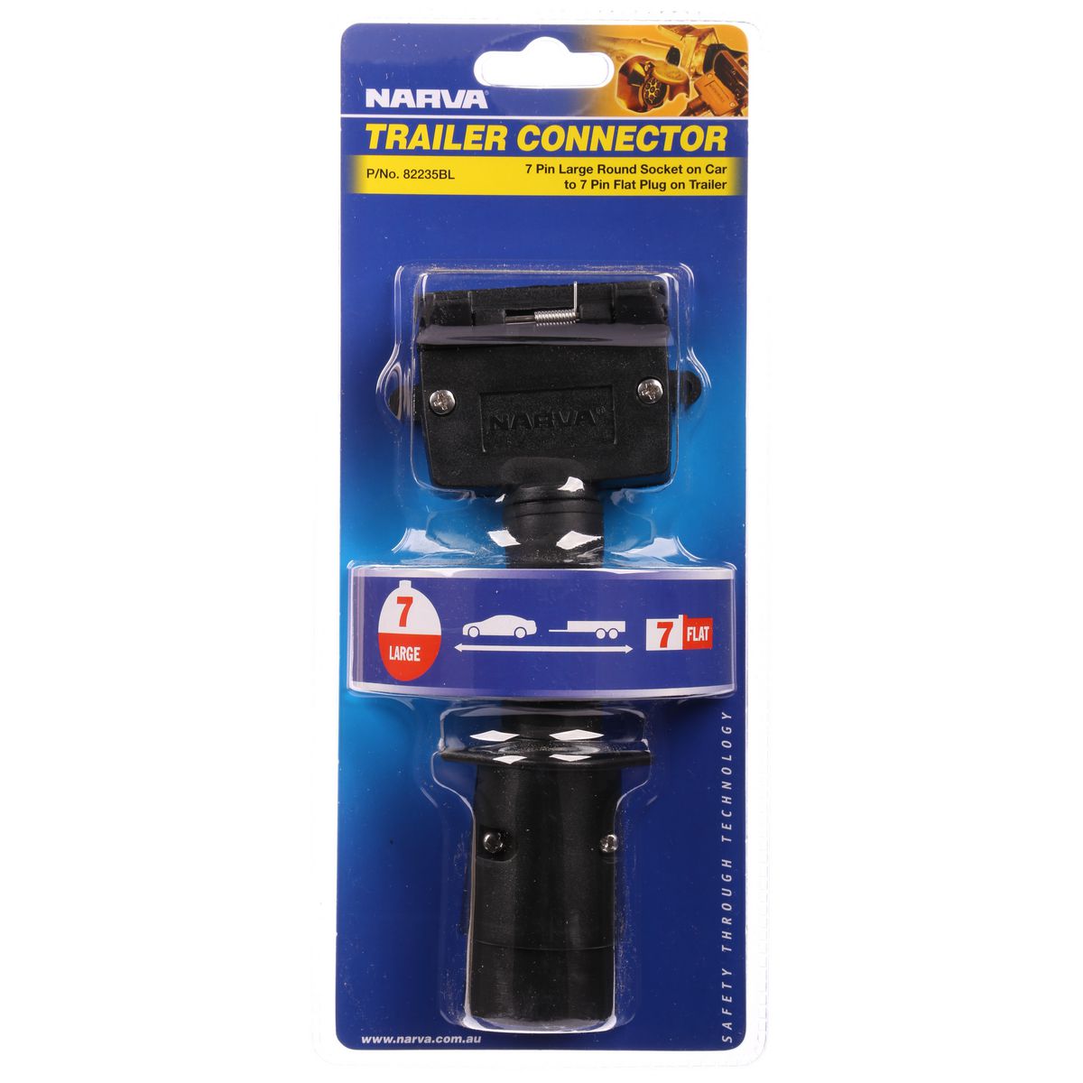 Narva Trailer Adaptor  7 Large Round (Car) To 7 Flat (Trailer) - 82235BL