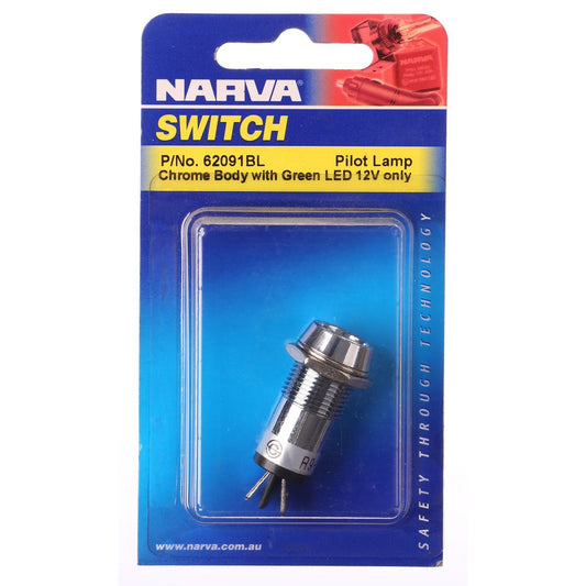 Narva Pilot Light LED Green 12V Blade Terminals - 62091BL