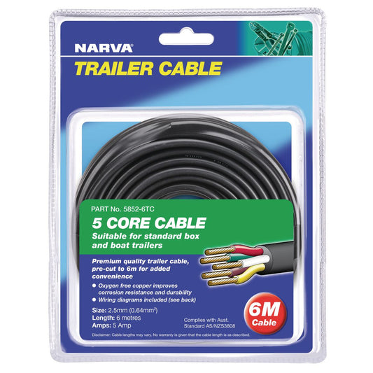 Narva 2.5mm 5 Core Trailer Cable 6M - 5852-6TC