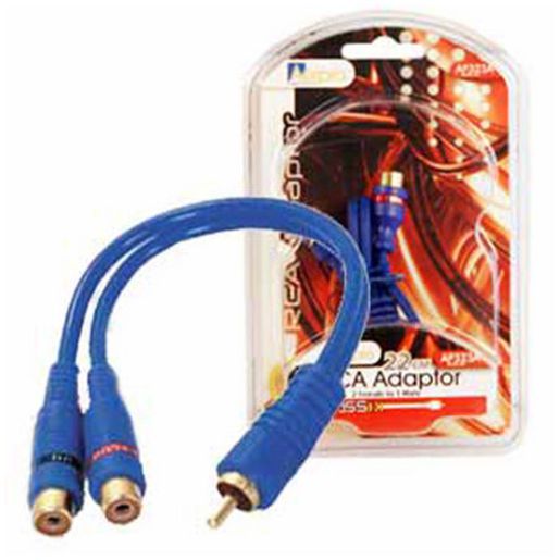 Aerpro 1M/2F RCA Splitter Blue - AP323A