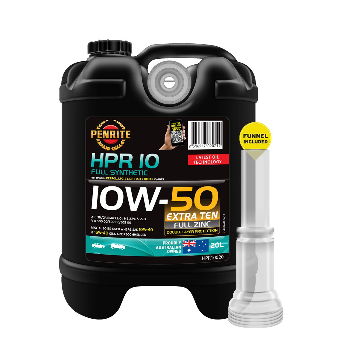 Penrite HPR 10 SAE 10W-50 Engine Oil 20L - HPR10020