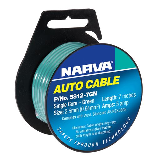 Narva 2.5mm Single Core Automotive Cable Green 7M - 5812-7GN