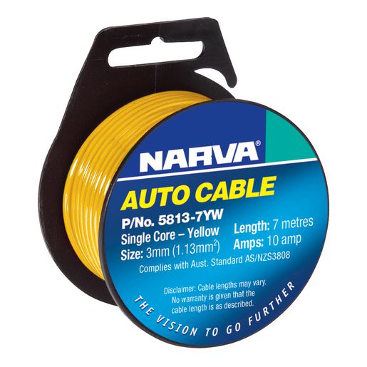 Narva 3mm Single Core Automotive Cable Yellow 7M - 5813-7YW