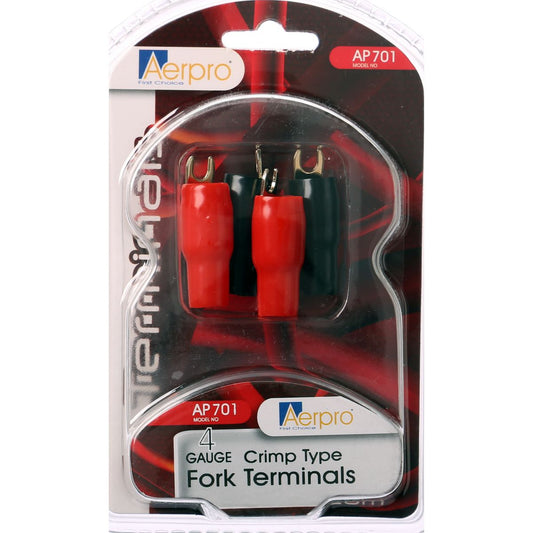 Aerpro 4 Gauge Fork Terminal 2 Red/2 Black - AP701
