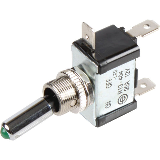 Narva Toggle Switch Off/On SPST Green LED - 60287BL