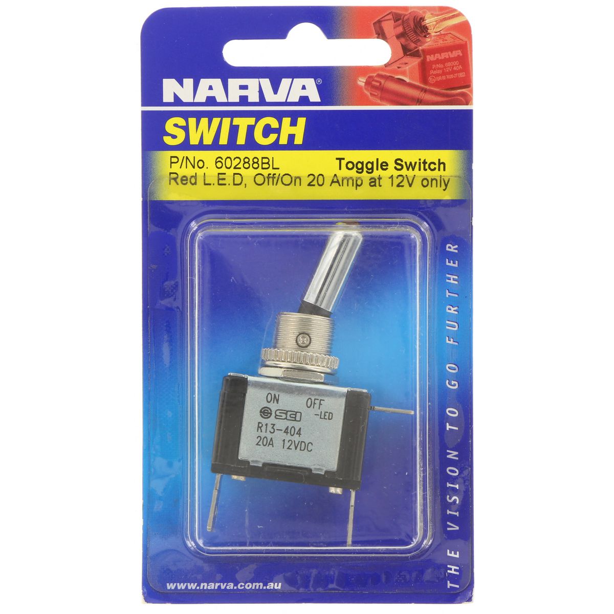 Narva Toggle Switch Off/On SPST Red LED - 60288BL