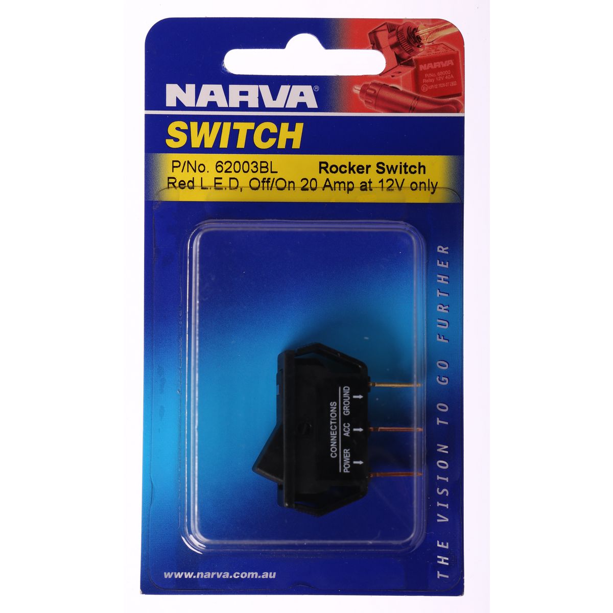 Narva Rocker Switch Off/On SPST Red LED - 62003BL