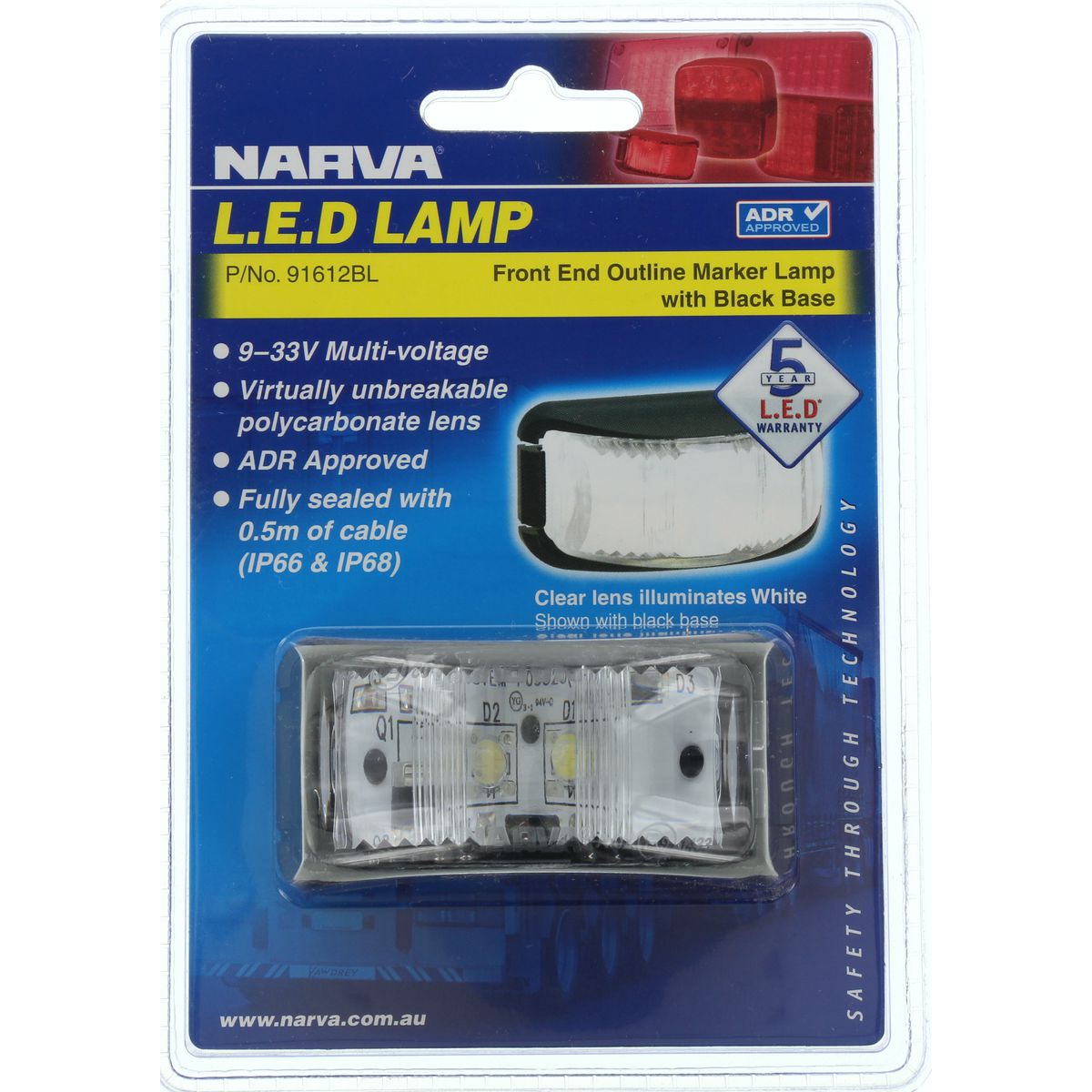 Narva Front Marker Light Clear LED 9 to 33V - 91612BL
