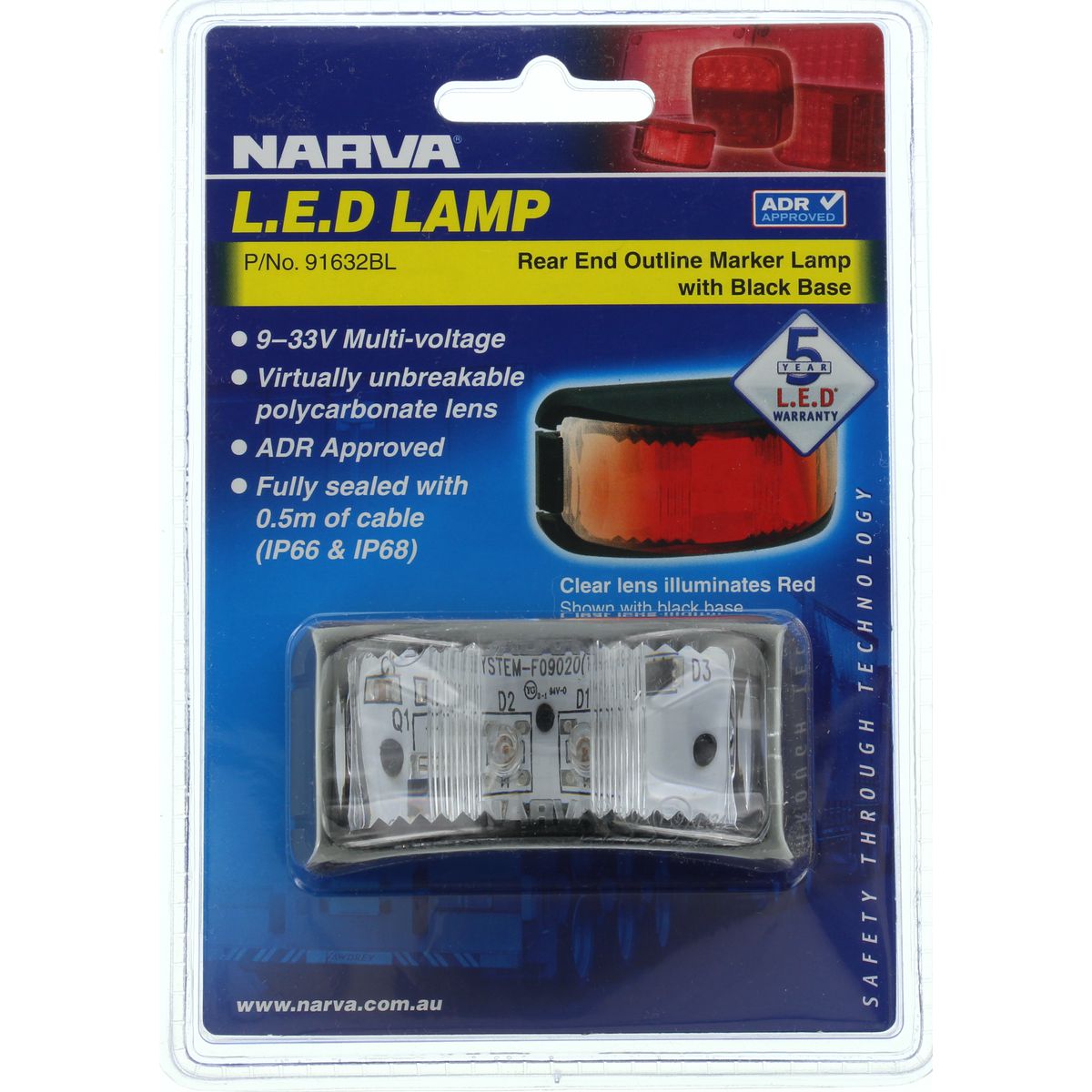 Narva Rear Marker Light Red LED 9 to 33V - 91632BL