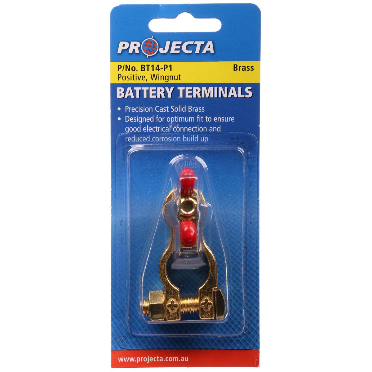 PROJECTA Brass Battery Terminal Positive Wingnut - BT14-P1