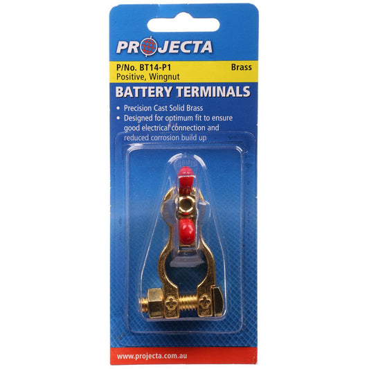 PROJECTA Brass Battery Terminal Positive Wingnut - BT14-P1