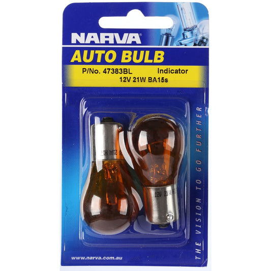 Narva Bayonet BA15s Amber Globe 12V 21W - 47383BL